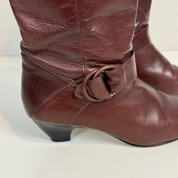 Vintage 9 Nine West Brown Kitten Heel Boots Jobeth Size 7 - Picture 2 of 10